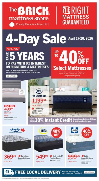 The Brick Mattress Store Flyer April 17 to 29