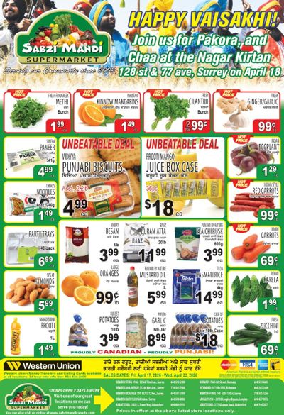 Sabzi Mandi Supermarket (Lower Mainland) Flyer April 17 to 22