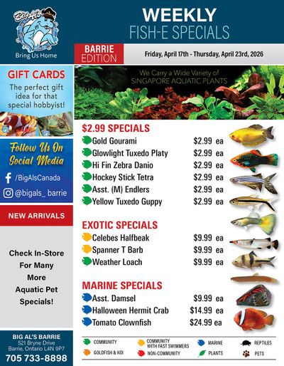 Big Al's (Barrie) Weekly Specials April 17 to 23