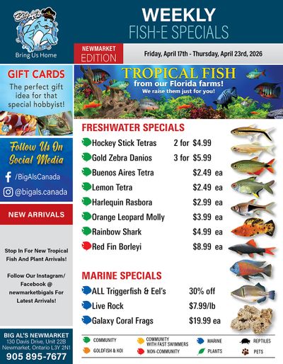 Big Al's (Newmarket) Weekly Specials April 17 to 23