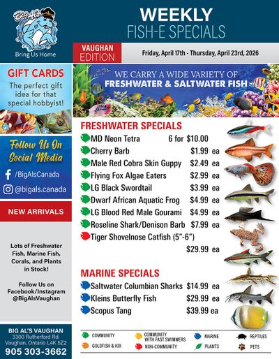 Big Al's (Vaughan) Weekly Specials April 17 to 23