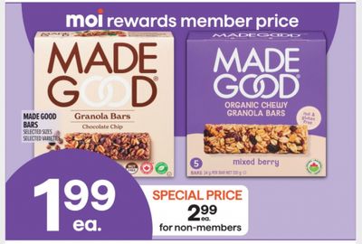 Metro Ontario: Made Good Bars $1.99 Member Price