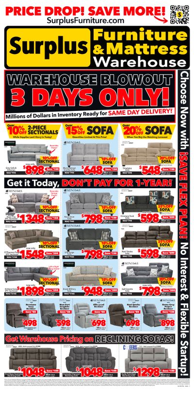 Surplus Furniture & Mattress Warehouse (St. John's, Corner Brook, Grand Falls Windsor) Flyer April 20 to 26