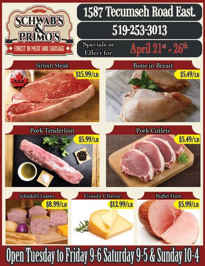 Schwab's & Primo's Flyer April 21 to 26