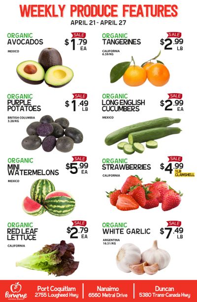 Pomme Natural Market Weekly Produce Flyer April 21 to 27