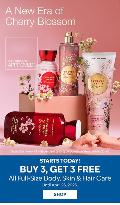 Bath & Body Works Canada Promotions: Buy 3 Get 3 FREE All Full-Size Body, Skin & Hair Care