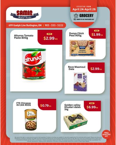 Samir Supermarket (Burlington) Flyer April 24 to 26