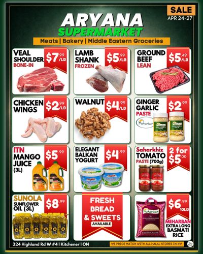 Aryana Supermarket Flyer April 24 to 27