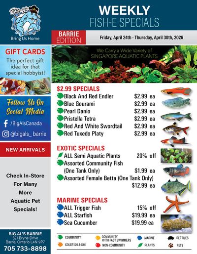 Big Al's (Barrie) Weekly Specials April 24 to 30