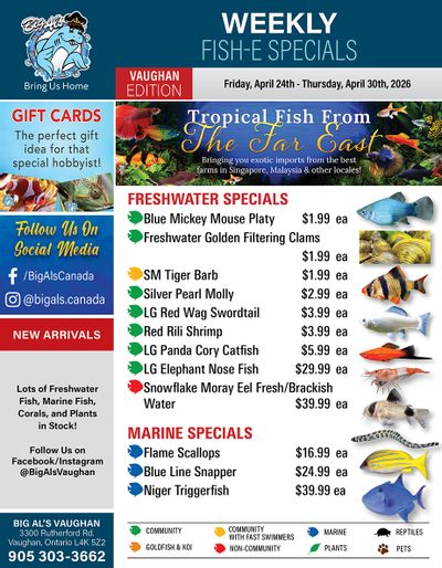Big Al's (Vaughan) Weekly Specials April 24 to 30