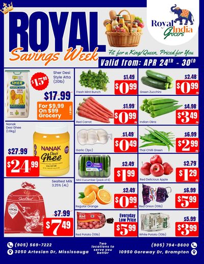 Royal India Grocers Flyer April 24 to 30