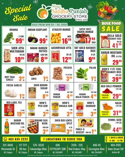 Sanjha Punjab Grocery Store Flyer April 24 to 30