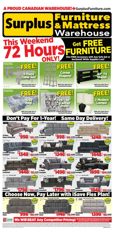 Surplus Furniture & Mattress Warehouse (St. John's, Corner Brook, Grand Falls Windsor) Flyer April 27 to May 3