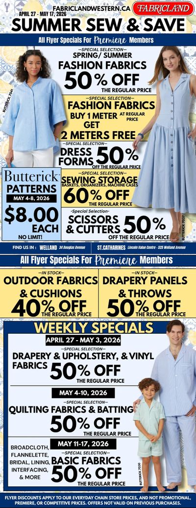 Fabricland (St. Catharines, Welland) Flyer April 27 to May 17