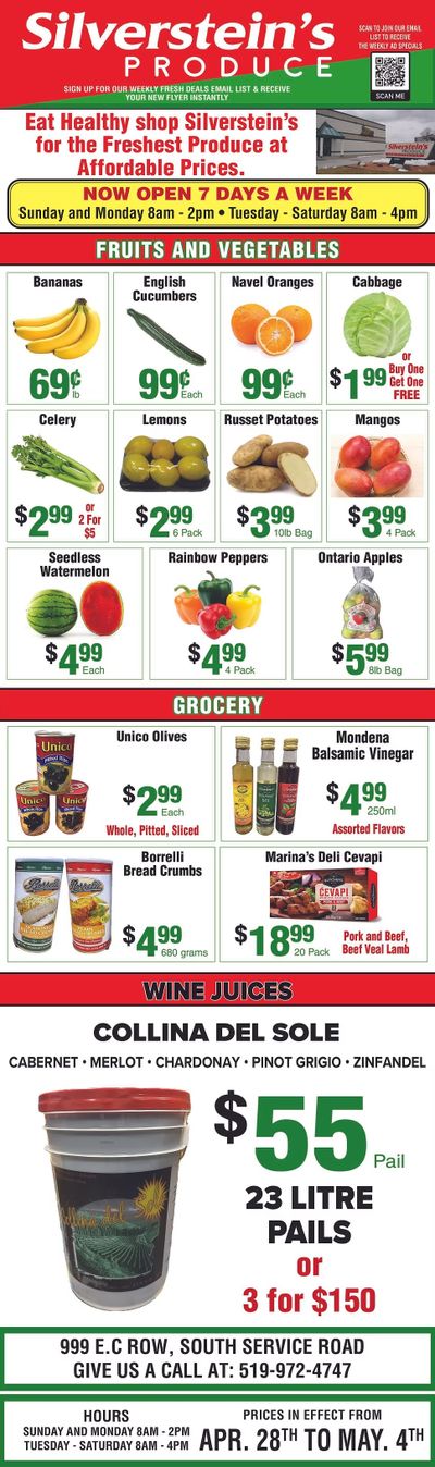 Silverstein's Produce Flyer April 28 to May 4