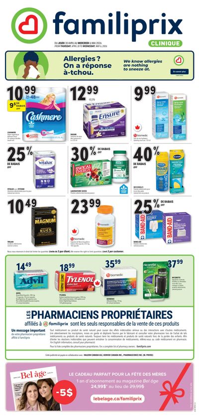 Familiprix Clinique Flyer April 30 to May 6