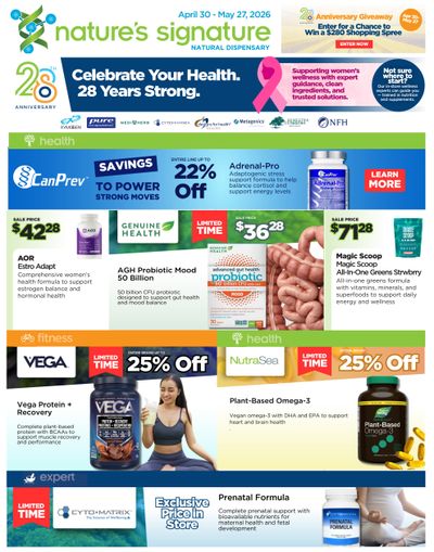 Nature's Signature Flyer April 30 to May 27