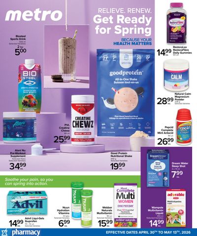 Metro (ON) Pharmacy Flyer April 30 to May 13