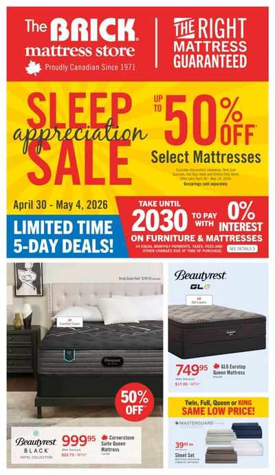 The Brick Mattress Store Flyer April 30 to May 14