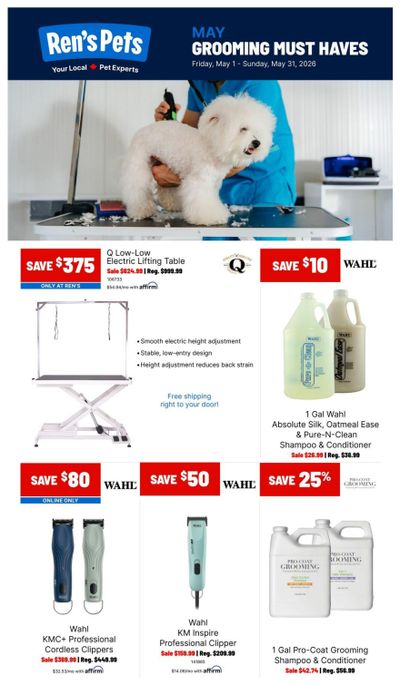 Ren's Pets Pet Grooming Must Haves Flyer May 1 to 31