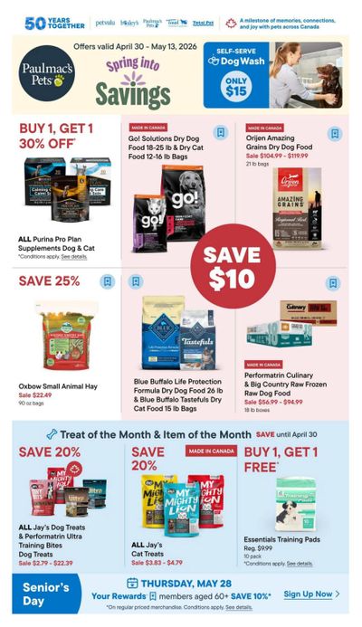 Paulmac's Pets Flyer April 30 to May 13