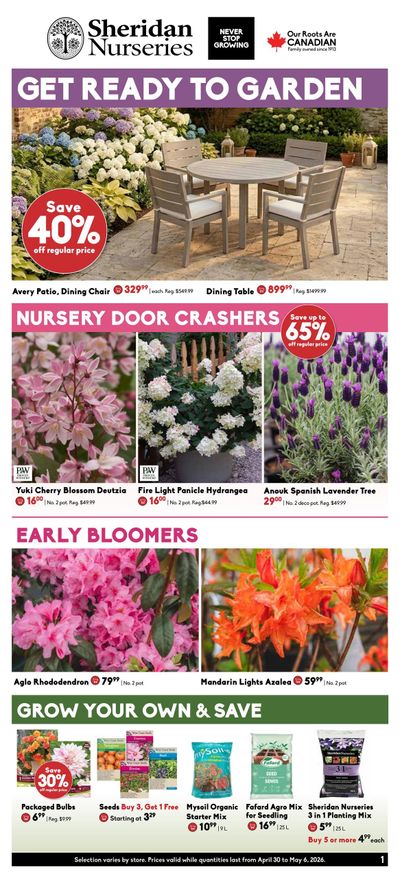 Sheridan Nurseries Flyer April 30 to May 6