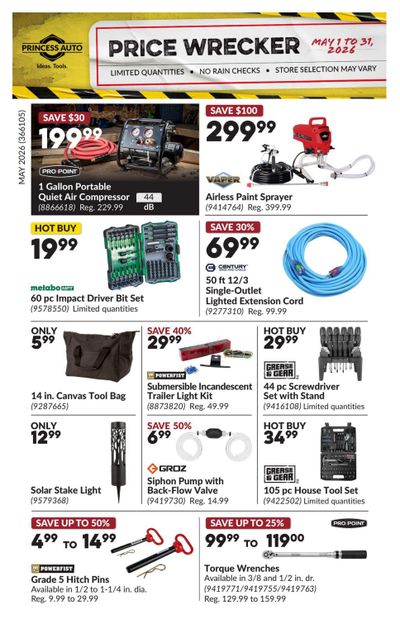 Princess Auto Price Wrecker Flyer May 1 to 31