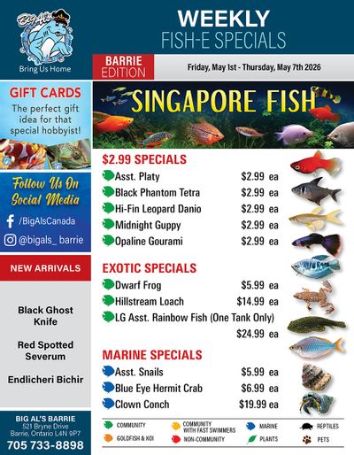 Big Al's (Barrie) Weekly Specials May 1 to 7