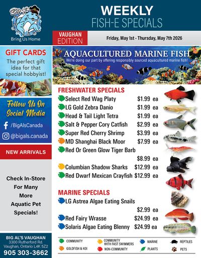 Big Al's (Vaughan) Weekly Specials May 1 to 7