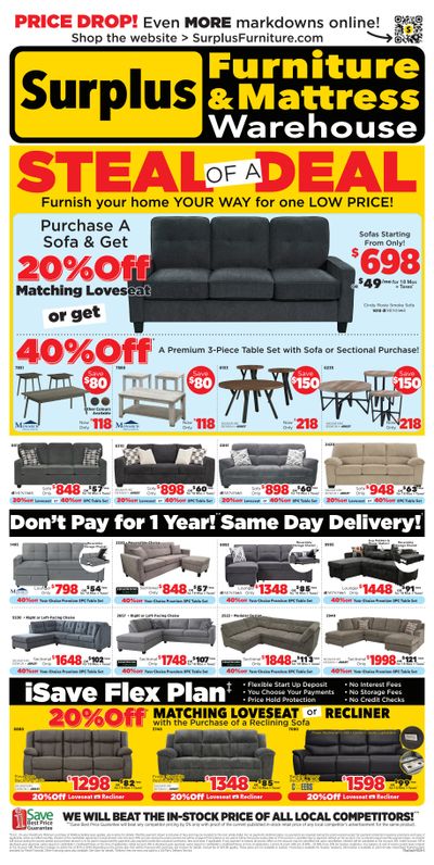 Surplus Furniture & Mattress Warehouse (Thunder Bay, Sault Ste Marie) Flyer May 4 to 17