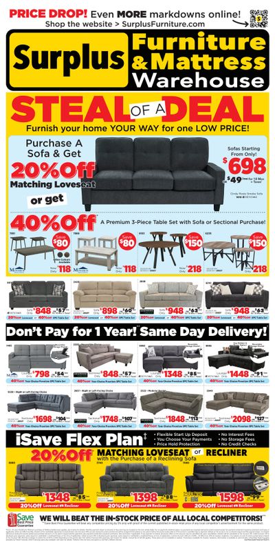 Surplus Furniture & Mattress Warehouse (Dartmouth, Charlottetown, Moncton, Saint John, Fredericton) Flyer May 4 to 17