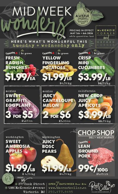 The Root Cellar Mid-Week Flyer May 5 and 6