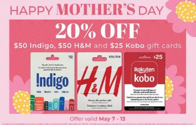 Food Basics and Metro Ontario: 20% off $50 Indigo, H&M, and $25 Kobo Gift Cards