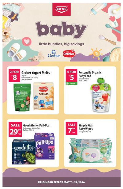 Co-op (West) Food Store Baby Flyer May 7 to 27