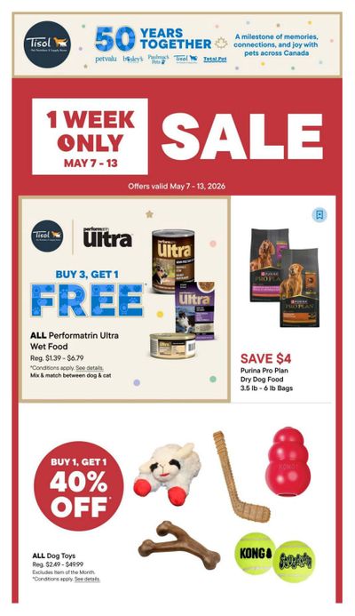 Tisol Pet Nutrition & Supply Stores Flyer May 7 to 13