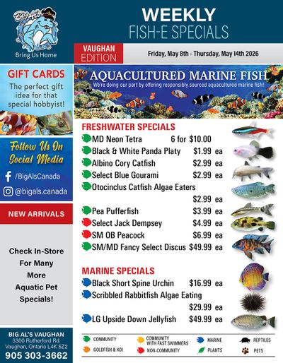 Big Al's (Vaughan) Weekly Specials May 8 to 14