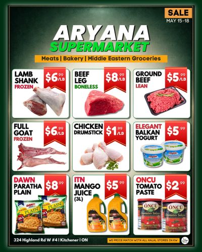 Aryana Supermarket Flyer May 15 to 18