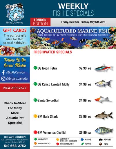 Big Al's (London) Weekend Specials May 15 to 17