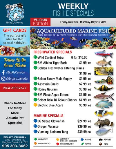 Big Al's (Vaughan) Weekly Specials May 15 to 21