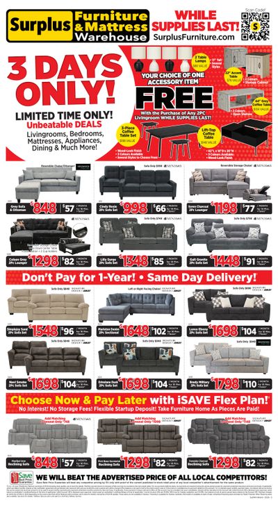 Surplus Furniture & Mattress Warehouse (Winnipeg, Brandon) Flyer May 18 to 24