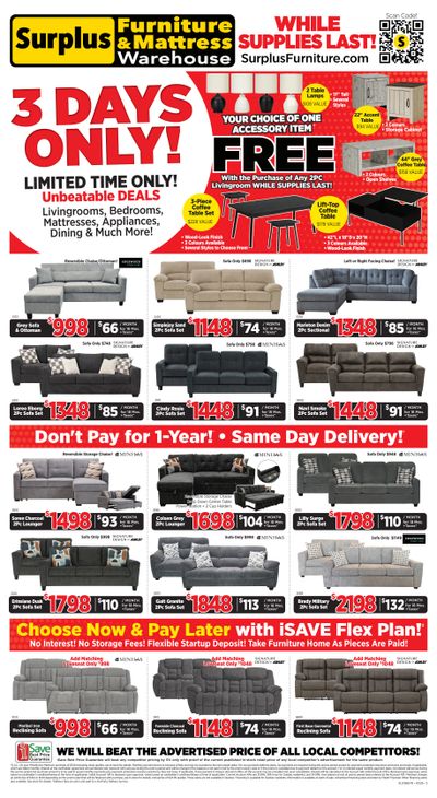 Surplus Furniture & Mattress Warehouse (St. John's, Corner Brook, Grand Falls Windsor) Flyer May 18 to 24