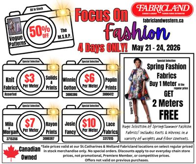 Fabricland (St. Catharines, Welland) Flyer May 21 to 24
