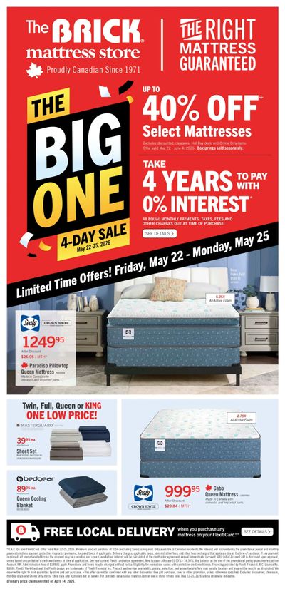 The Brick Mattress Store Flyer May 22 to June 4