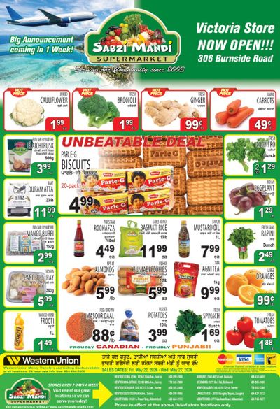 Sabzi Mandi Supermarket (Lower Mainland) Flyer May 22 to 27