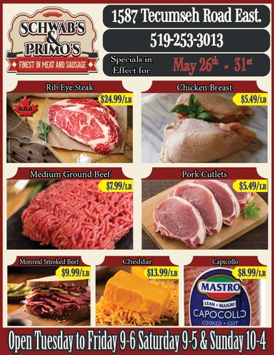 Schwab's & Primo's Flyer May 26 to 31
