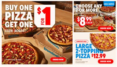 Domino’s Pizza Canada: Buy One Pizza Get One For $1