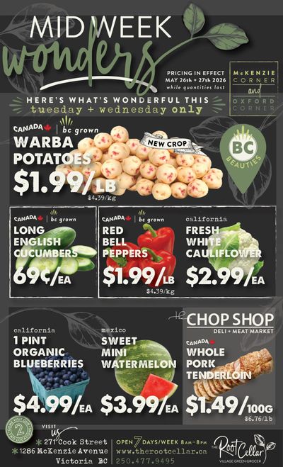The Root Cellar Mid-Week Flyer May 26 and 27