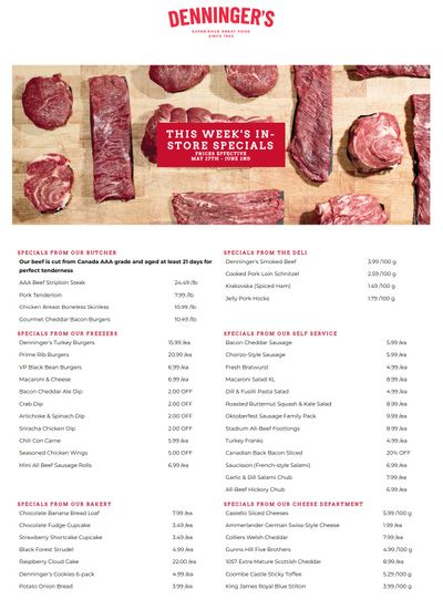 Denninger's Weekly Specials May 27 to June 2