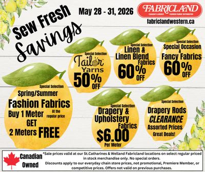 Fabricland (St. Catharines, Welland) Flyer May 28 to 31