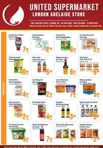 United Supermarket (London) Flyer May 29 to June 4